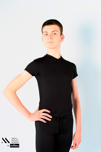 T-shirt noir à col en V (Caractère - garçon)