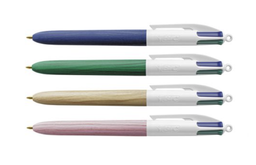 [011-ROLLERPEN4COL] Stylo à bille BIC 4 couleurs "Bois"