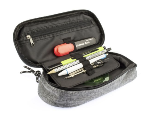 [021-CASE] Trousse gris clair avec insert environ 22x5x9cm