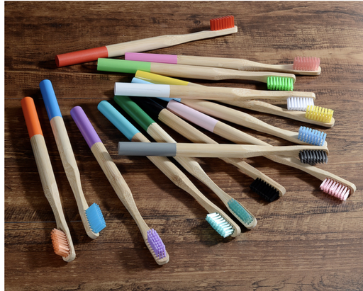 [054-TOOTHBRUSH] Bamboo toothbrush with medium biodegradable bristles random colour