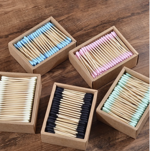 [055-COTTONBUDS] Boîte de 200 cotons-tiges en bois de couleur aléatoire